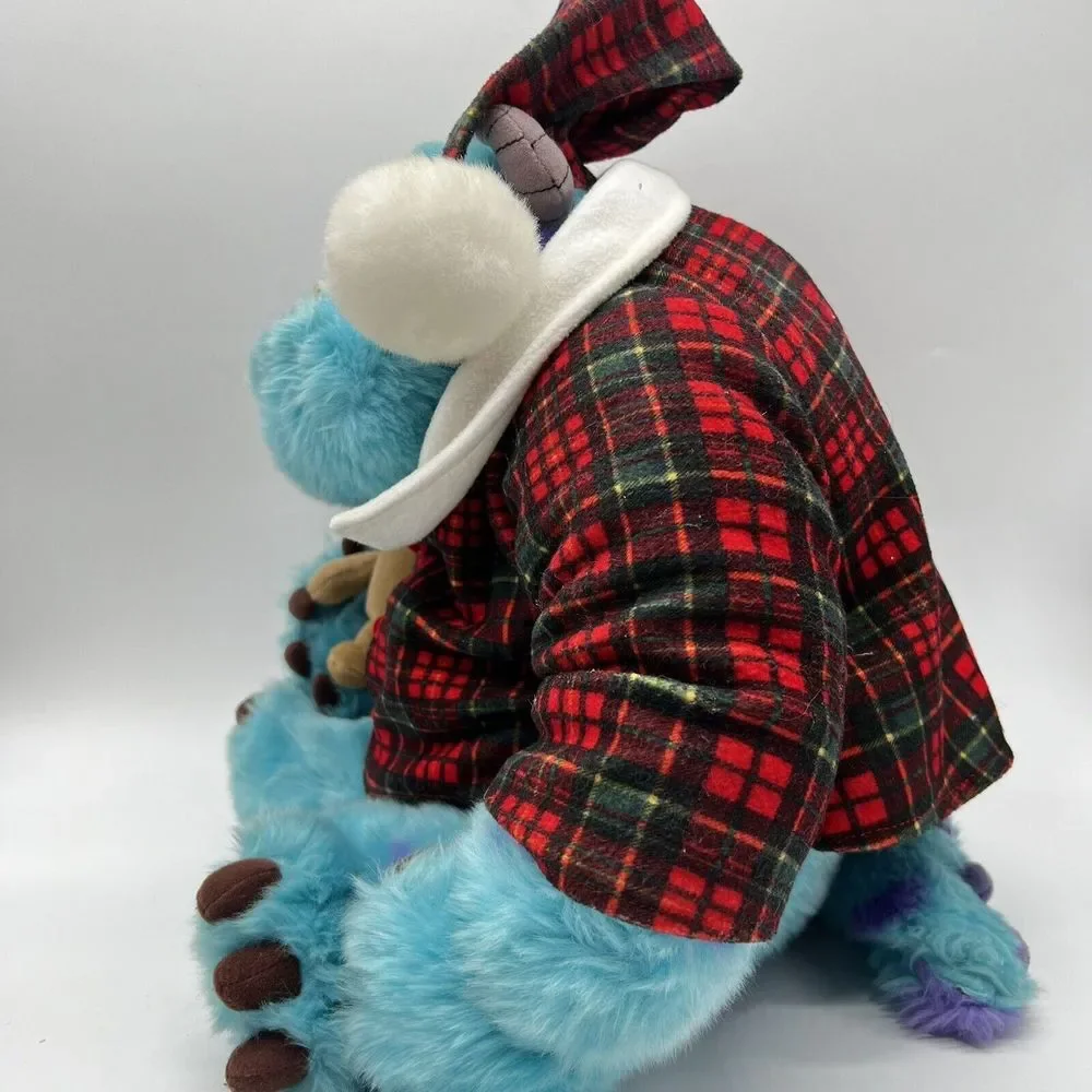 Disney Store Holiday Morning Sully‎ Plush Plaid Pajama Shirt Santa Monsters Inc